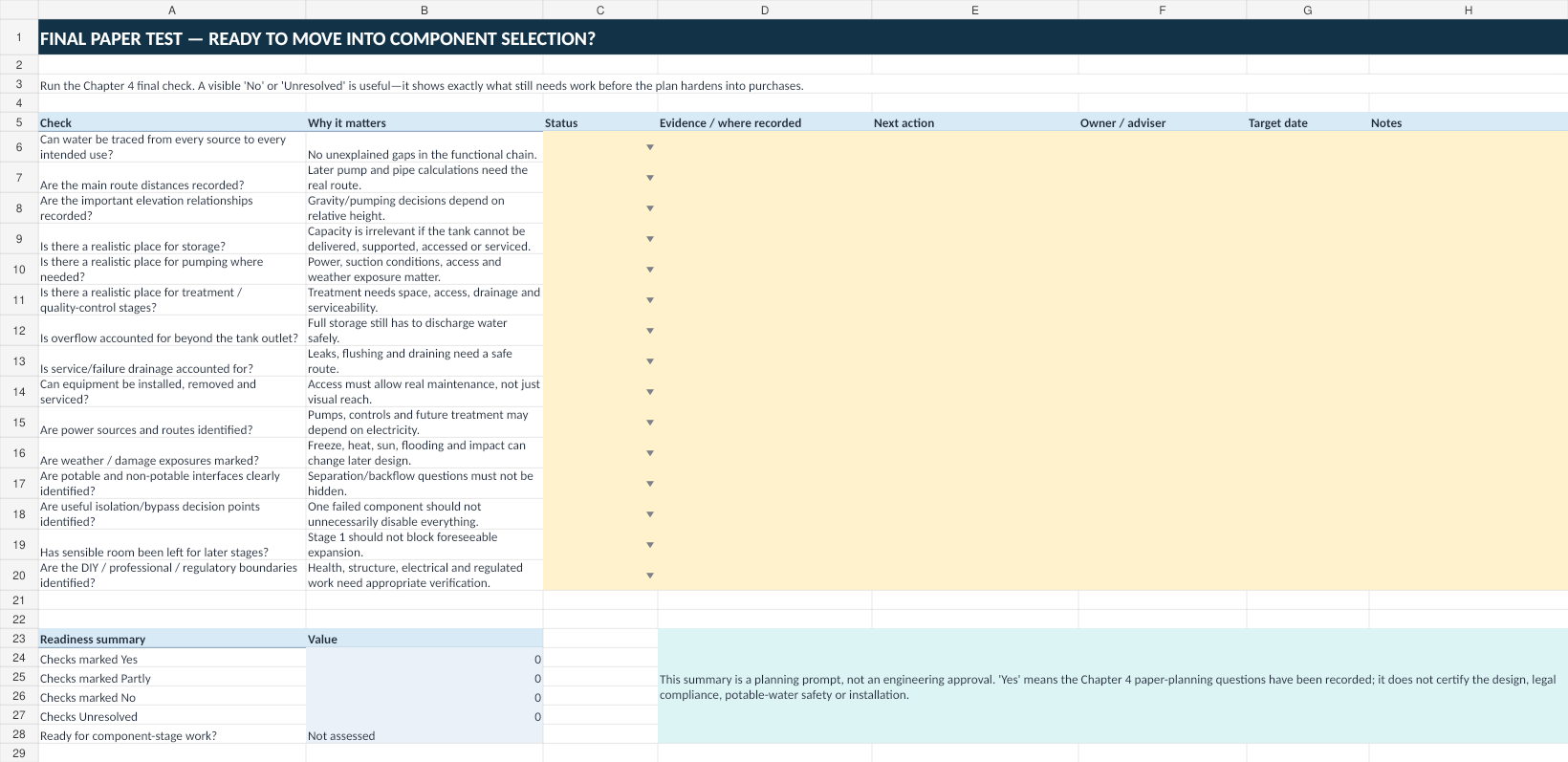Preview of the System-Planning Worksheet